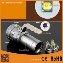 Linterna de aluminio de alta potencia T6 LED recargable